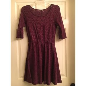 Maroon lace skater dress